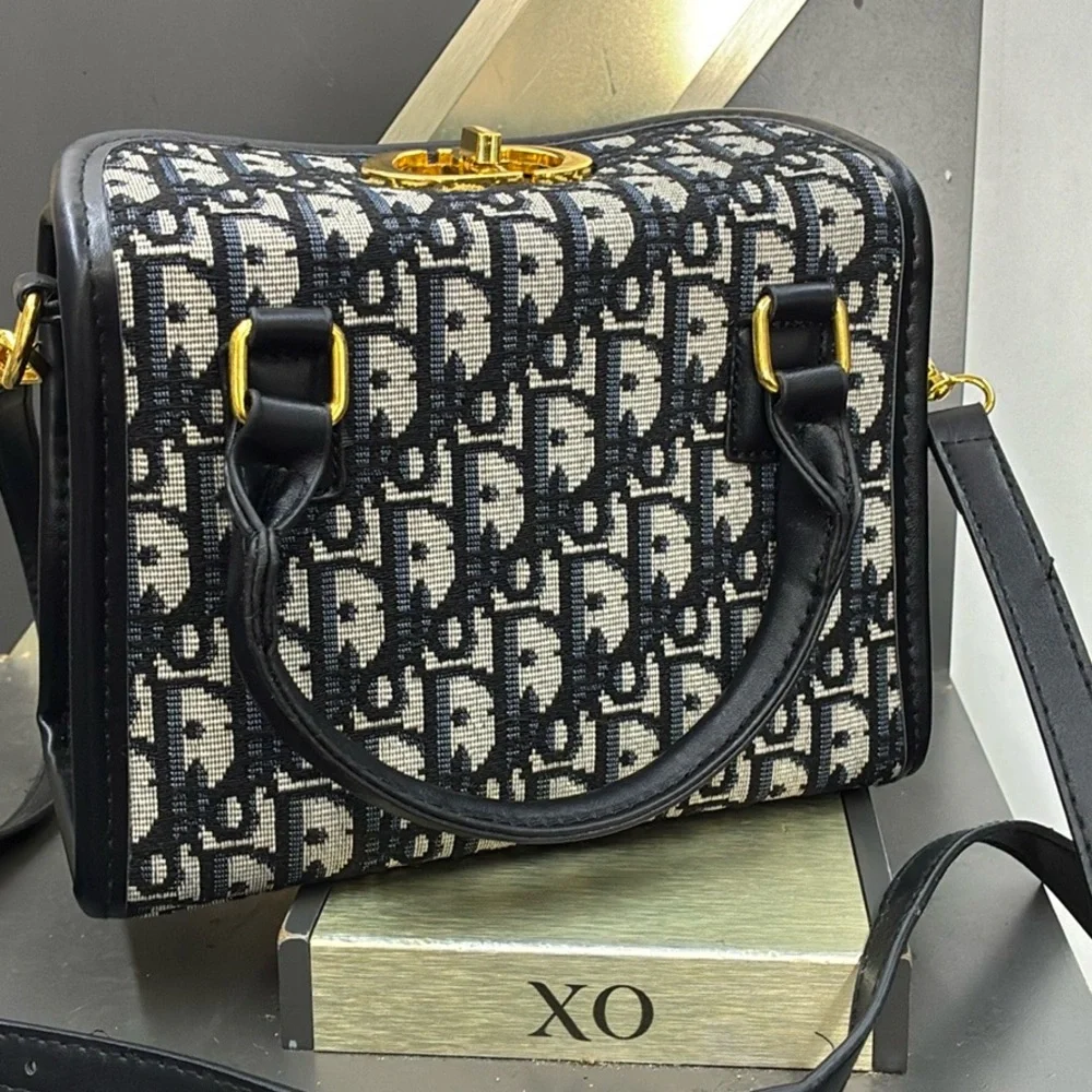 Logo Canvas Satchel with Gold Hardware - Picture 4 of 4